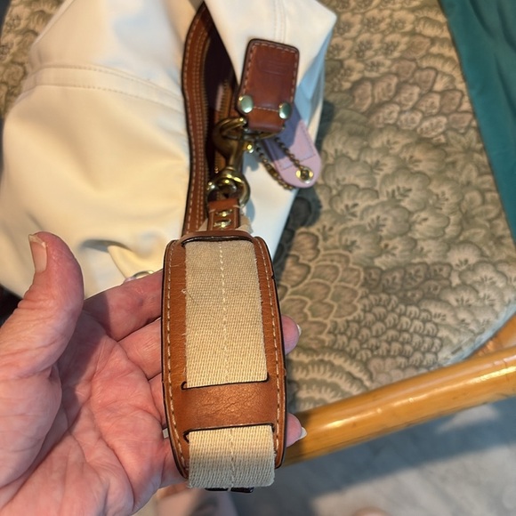 Coach Y2K mini bag  shoulder bag  nylon canvas white/ saddle brown leather trim - Picture 6 of 17